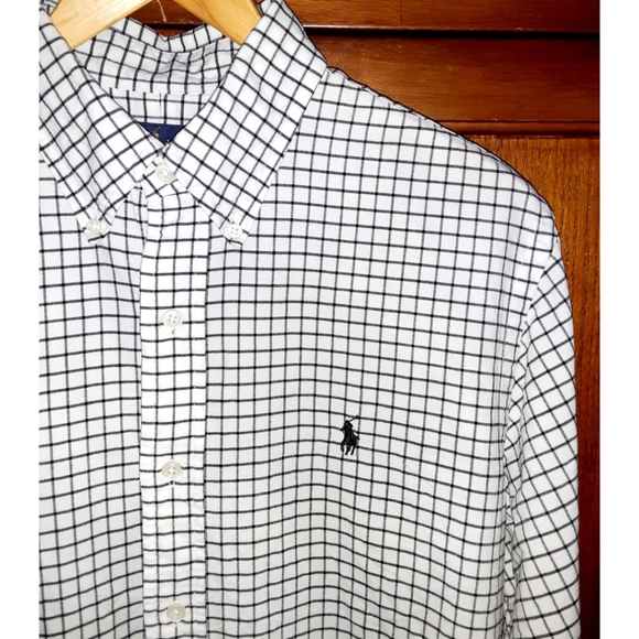 Ralph Lauren Tattersail Long-Sleeve Oxford Shirt- White/Black - Picture 4 of 15